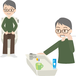 歯磨きやトイレ介助イラスト